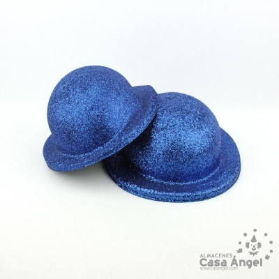 Dois chapéus azuis com glitter sobre fundo branco