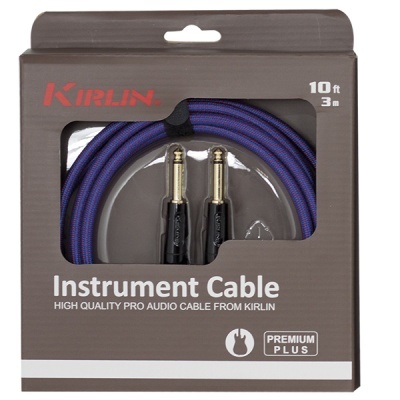 Cabo de instrumento Kirlin azul e preto em embalagem castanha