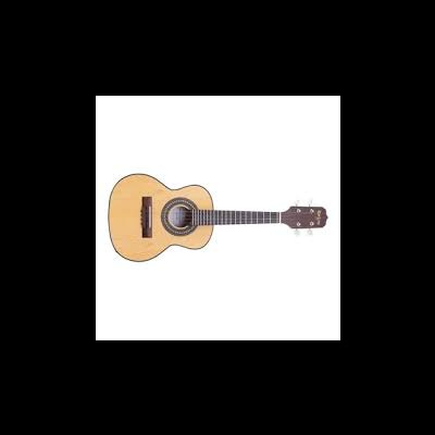 Guitarra acústica de corpo em madeira clara e braço castanho escuro