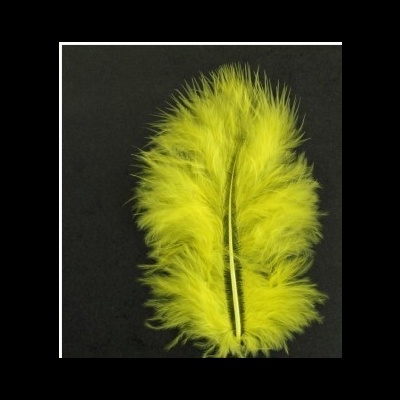 Pluma amarela neon fofa sobre fundo preto