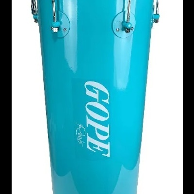 Tambor azul turquesa com ferragens metálicas e texto branco GOPE Reks