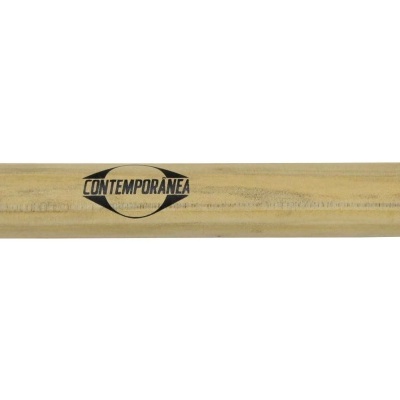 Baqueta de percussão com cabeça preta e cabo de madeira clara