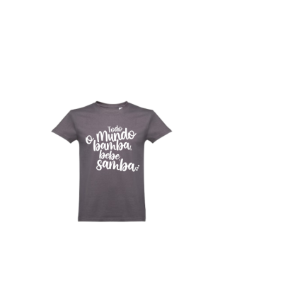 Camiseta cinzenta escura com texto branco