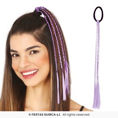 Elástico de cabelo com franjas lilás e brancas