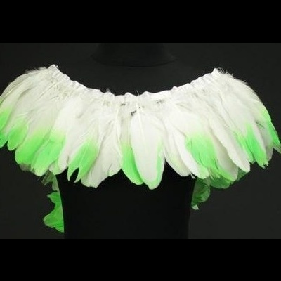 Colar de penas brancas e verdes