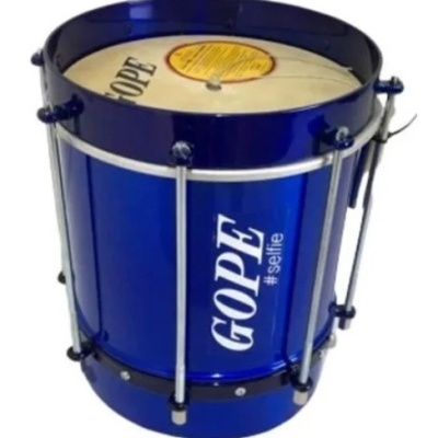 Tambor azul metálico GOPE com texto #selfie