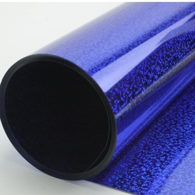 Rolo de vinil autocolante azul metálico brilhante com textura pontilhada