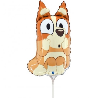 Balão metalizado em forma de cachorro cartunesco castanho e bege