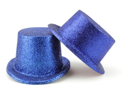 Chapéus cartola azul com glitter