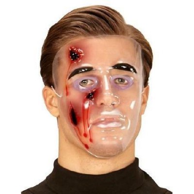 Máscara transparente com feridas simuladas