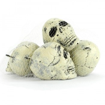 Quatro caveiras decorativas em rede branca