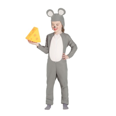 Roupa de rato para criança com acessório de queijo amarelo