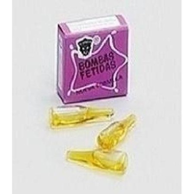 Embalagem roxa de BUMBA'S FETORAS com três ampolas amarelas