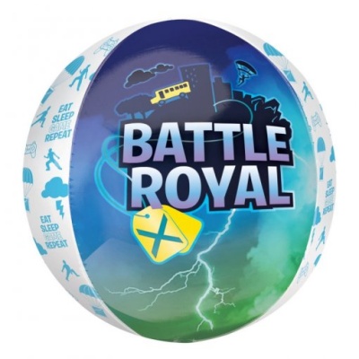 Bola de jogo BATTLE ROYAL com design azul, verde e branco