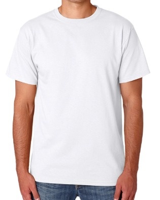 Camiseta branca lisa de manga curta em tecido de algodão