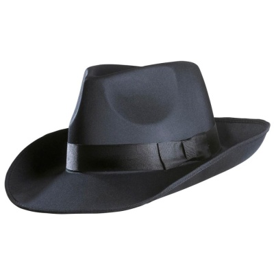 Chapéu preto estilo fedora com fita preta
