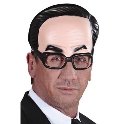 Máscara de rosto de homem com cabelo preto e óculos escuros