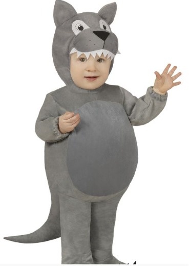 Fato de Carnaval cinzento para bebé com capuz de animal