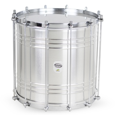 Tambor de samba metal cromado com arames e pele esticada