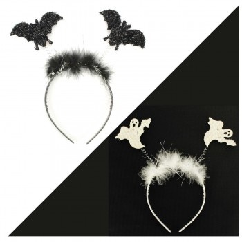 Dois arcos de cabelo com morcegos e fantasmas para Halloween