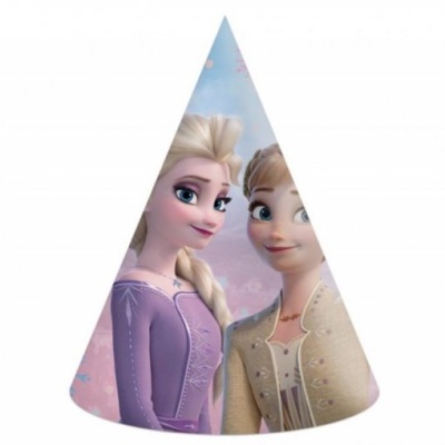 Chapéu de festa cónico com personagens Elsa e Anna de Frozen