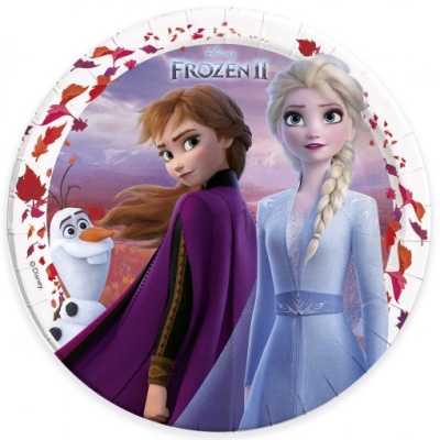 Prato descartável decorado com personagens Disney Frozen 2