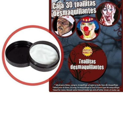 Caixa de toalhitas desmaquilhantes Guircas MAKE UP com embalagem preta aberta e rostos maquilhados no fundo