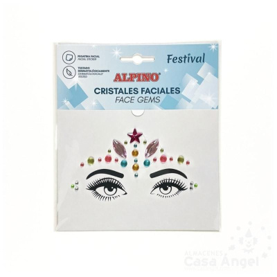 Adesivos faciais coloridos Alpino para decoração com cristais em várias cores e formas no pacote