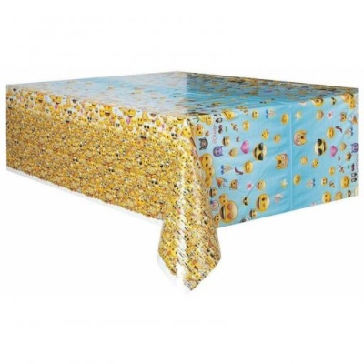 Toalha de mesa plástica com emojis coloridos
