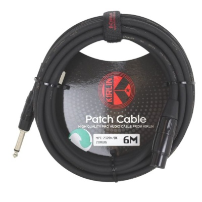 Cabo Patch Kirlin preto de 6 metros com conetores XLR e jack 6.35mm