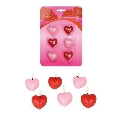 Pedido de velas em forma de coração vermelho e rosa em embalagem plástica