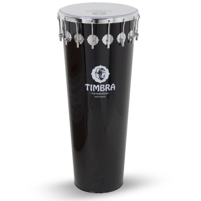 Tambor de percussão TIMBRA preto com pele branca e ferragens cromadas