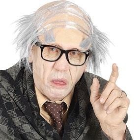 Máscara facial realista de idoso com cabelo branco e óculos