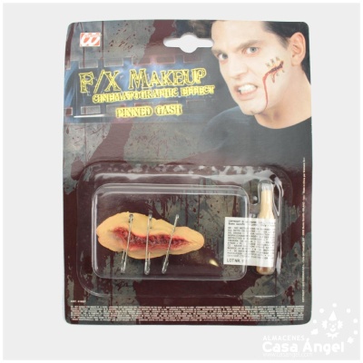 Maquilhagem FX para ferida simulada com alfinetes em embalagem preta.