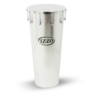 Timbal metal prateado com tampo branco e logótipo IZZO