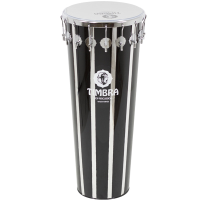 Tambor de percussão TIMBRA preto e branco com ferragens metálicas