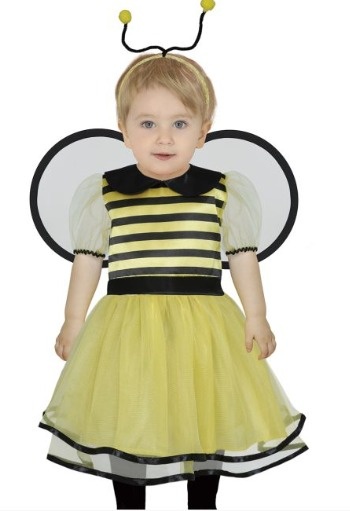 Fato de abelha para criança com asas e antenas.