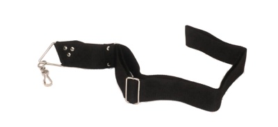 Correia preta ajustável com gancho metálico