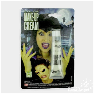 Embalagem de creme de maquilhagem colorido com tema Halloween e texto em inglês