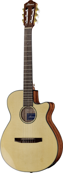 Guitarra acústica Ibanez de madeira clara e castanha com seis cordas