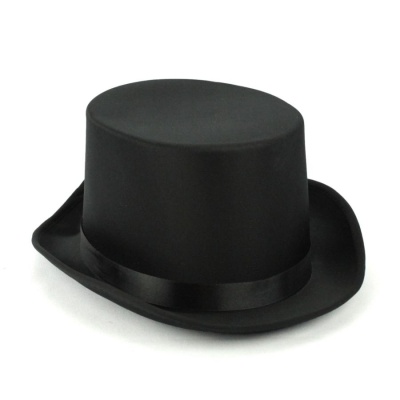 Chapéu alto preto com fita de cetim