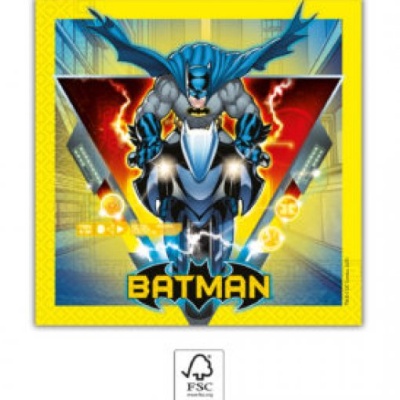 Lenço de papel amarelo com imagem de Batman em ação