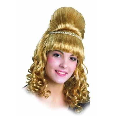 Peruca loira sintética com caracóis largos e faixa de strass