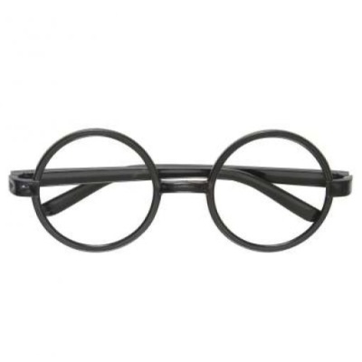 Óculos com armação redonda preta em fundo branco