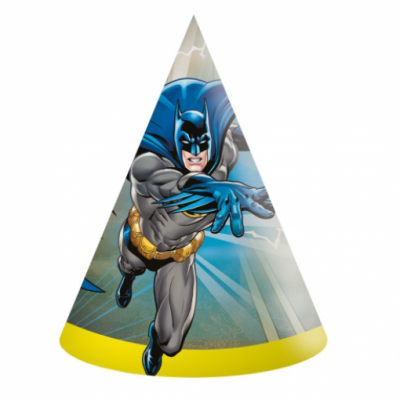 Chapéu de festa tipo cone com imagem do Batman em ação