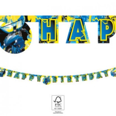 Faixa decorativa colorida com texto HAPPY BIRTHDAY para festa