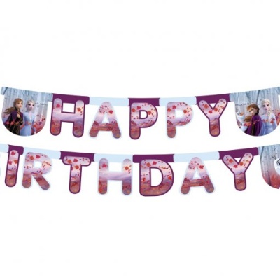Faixa decorativa HAPPY BIRTHDAY com personagens do Frozen