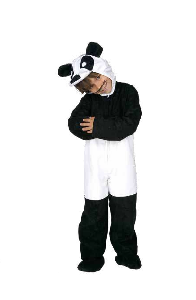 Fato de panda preto e branco para criança com capuz e orelhas