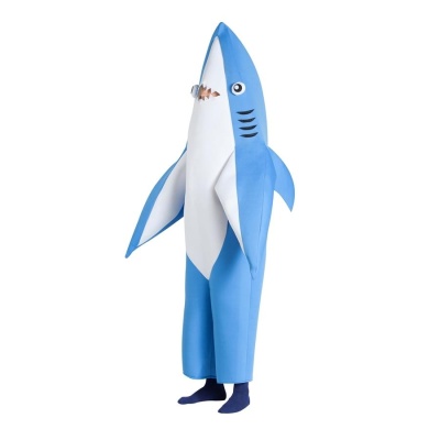 Fato de tubarão azul e branco para usar no corpo