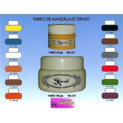 Dois potes de maquilhagem grasa da marca Karel com paleta de cores ao redor
